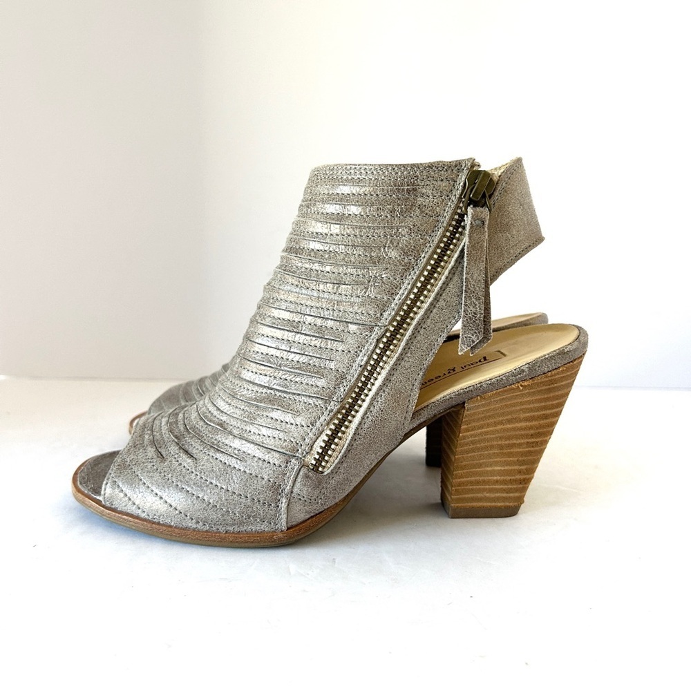 Paul Green Cayanne Bootie Sandal Heel Shoe Metallic Peep Toe Size EU35.5 US 5.5 - Picture 3 of 15